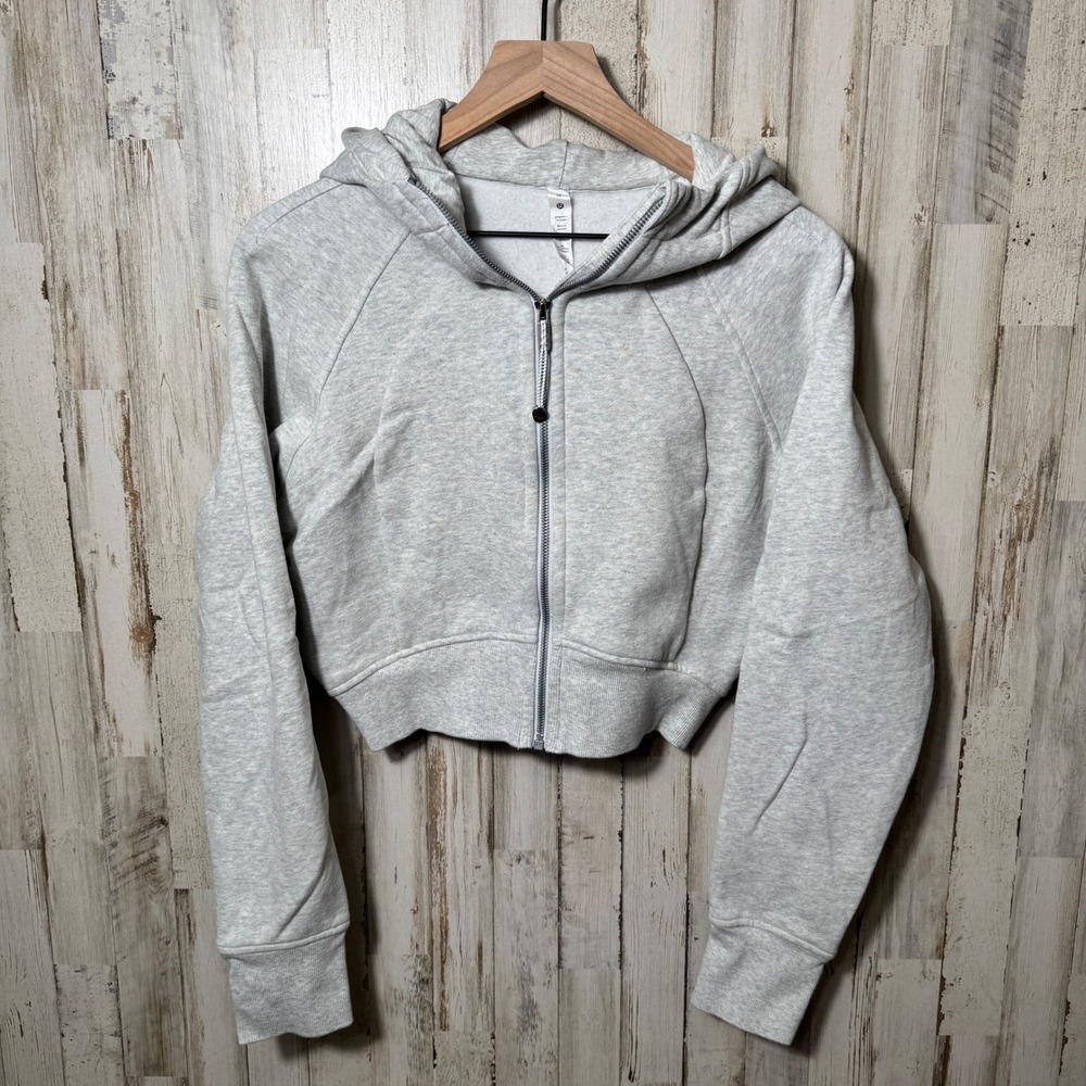 Lululrmon Gray Full Zip Scuba Cropped Hoodie Womens Size 10